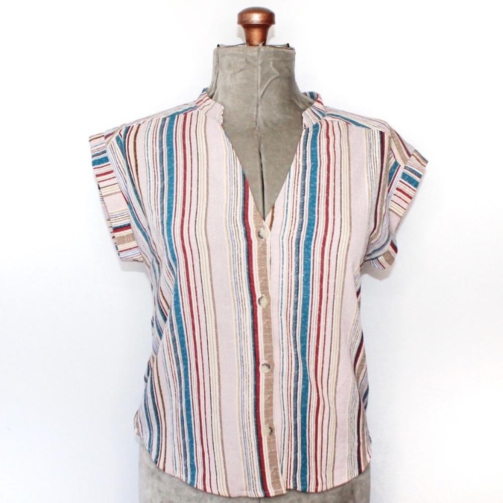 Monteau Colourful Button Up Tee Blouse